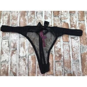 Women's Seven Til Midnight Sexy Black Net Lingere Panties Thong Size 3x/4x